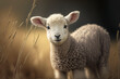 Cute lamb portrait. Generative AI.
