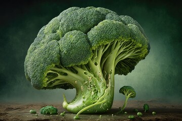 Canvas Print - Green broccoli is a healthy vegetable. Generative AI