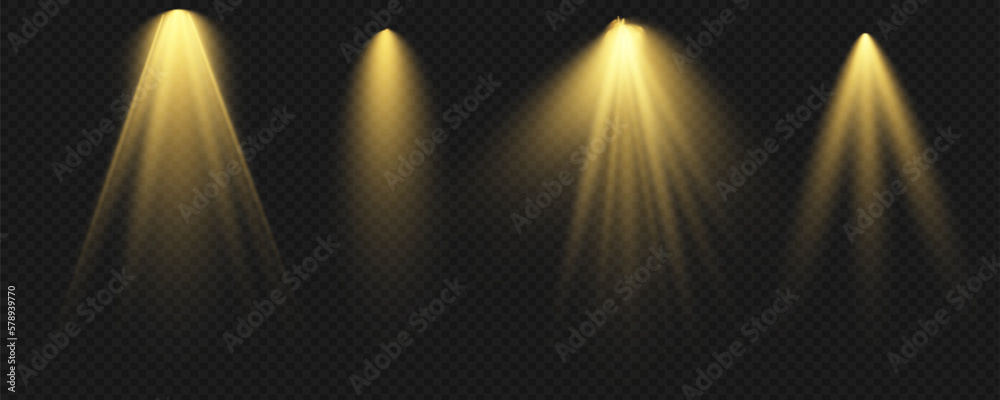 Set of Spotlight isolated on transparent background. Vector glowing ...