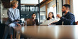 © Jacob Lund - Business team discussing a project in a meeting. Group of business people sitting and talking in a boardroom
