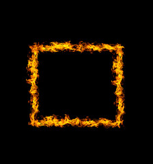 Wall Mural - Square. flame heat black background