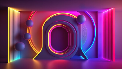 3d render, abstract neon wallpaper, colorful fantastic background 