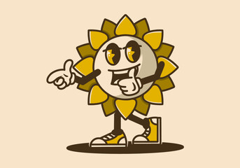 Wall Mural - Mascot character design of a sun flower