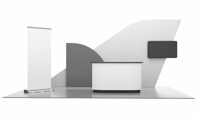 Simple Fair Trade Booth, Retail Trade Stand, 3D rendering	