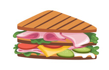 Snack with ham and cheese slices and vegetables