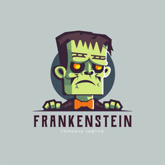 frankenstein Zombie logo template. Vector illustration of cartoon zombie logo template.