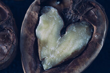 Close Up Of Heart Shaped Cracked Walnut