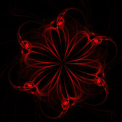 Fototapete - Digital fractal art computer generated 3D rendered graphics, abstract shapes and forms, beautiful fractal pattern for creativity, imagination, meditation, for poster, banner or background