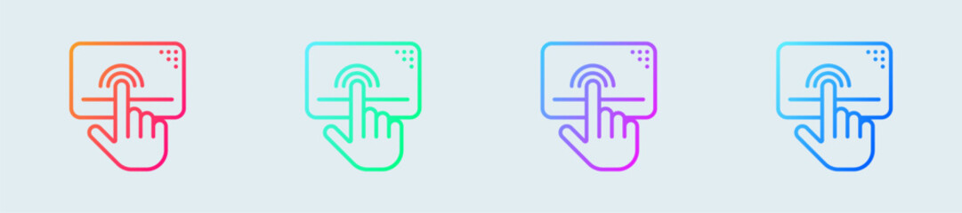 Poster - Mousepad line icon in gradient colors. Finger signs vector illustration.