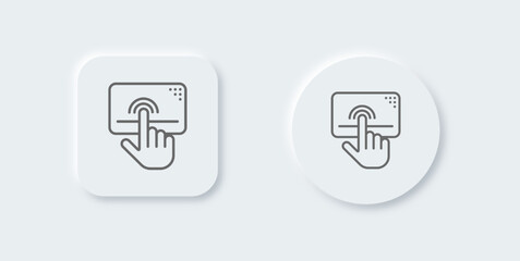 Poster - Mousepad line icon in neomorphic design style. Finger signs vector illustration.