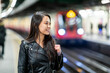 Chinese woman portrait at underground train station