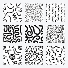 Squiggly Wiggly Lines Swatch Collections. Abstract Pattern. Seamless Repeat Vector Pattern