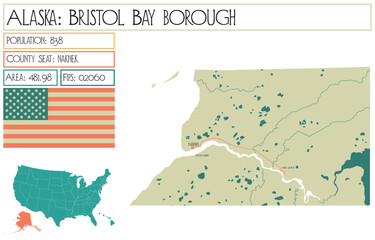  Large and detailed map of Bristol Bay Borough in Alaska, USA.