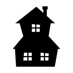 Poster - House icon. Black cartoon silhouette of house. Vector illustration isolated on white background.
