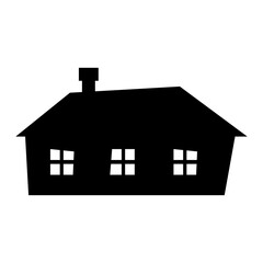 Poster - House icon. Black cartoon silhouette of house. Vector illustration isolated on white background.