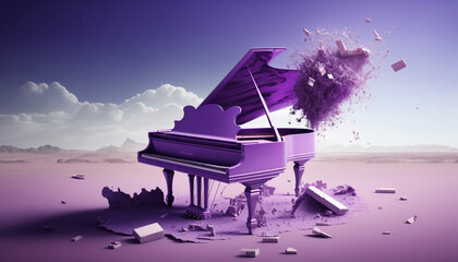 Beautiful fantasy piano isolated on bright background. Generative AI..