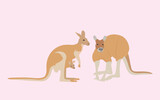 Fototapeta Dinusie - Cute kangaroo in flat style. kangaroo family illustration vector isolated on nice color background