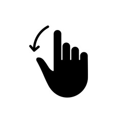 Poster - Hand Finger Swipe and Drag Down Silhouette Icon. Pinch Screen, Rotate on Screen Glyph Pictogram. Gesture Slide Down Icon. Isolated Vector Illustration
