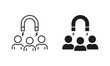 © gentle studio - Retention Employee People in Business Company Silhouette and Line Icon. Lead Attract User Customer Pictogram. Magnet Acquisition Potential Client Icon. Editable Stroke. Isolated Vector Illustration