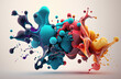 Abstract colorful chemical molecules splash