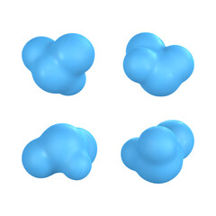 Wall Mural - 3d plastic clouds. set of round cartoon fluffy clouds isolated on a white background. vector illustr