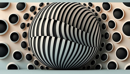 Sticker - Experience the Illusion - Black and White Abstract 3D Background, AI-Generated