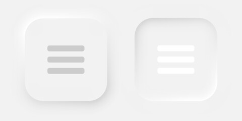 Poster - a set of square menu buttons on a white background. user interface elements in the style of neumorph