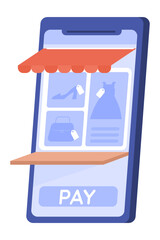 Poster - Mobile ecommerce platform for clothes selling flat concept vector spot illustration. Editable 2D cartoon icon on white for web design. Creative idea for website, mobile, magazine. Quicksand font used
