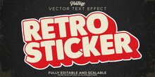 Retro Sticker  Text Effect, Editable 70s And 80s Text Style
