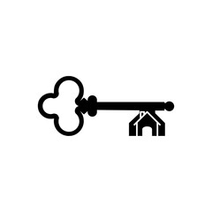 Wall Mural - Old house key icon isolated on transparent background.