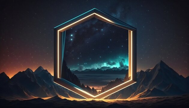 retro background geometric forms landscape moountains created with ai