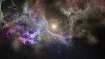 Wall Mural - 4k fly towards the nebula in the majestic space