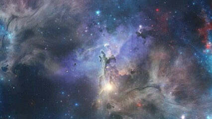 Wall Mural - colorful nebula and bright glowing stars in space