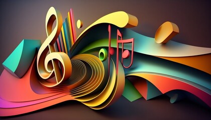 Wall Mural - abstract background with clef, modern multicolor music background with abstract structure, generative ai