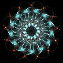 Fototapete - Digital fractal art computer generated 3D rendered graphics, abstract shapes and forms, beautiful fractal pattern for creativity, imagination, meditation, for poster, banner or background