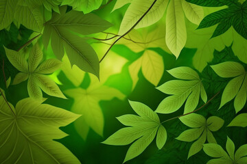 Wall Mural - Green leaves frame. Generative ai.