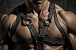 © wernerimages - close-up of man in black leather harness, ai generated