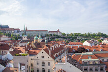 Beautiful View Of Tiled Roofs In Prague's Historic District, Czech Republic