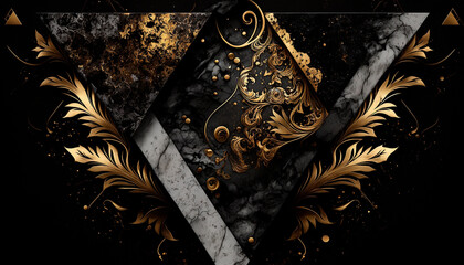 Wall Mural - Black and Gold Luxury Background. generative ai