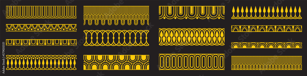 Decorative seamless Art Deco borders vintage geometric design elements ...