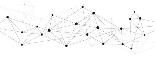 Fototapete - Abstract network polygonal system connect lines and dots background template.