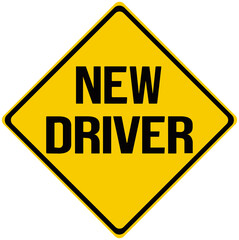 A sign in yellow color  that says  : new driver