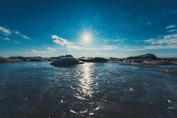 Poster - Frozen water in lake at cold winter weather, Kyrgyzstan, Issyk-Kul