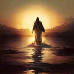 Wall Mural - Jesus Defies Gravity: A Spiritual Interpretation of Walking on Water