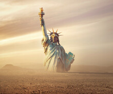 Statue Of Liberty Abandoned And Destroyed In The Desert