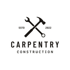crossed hammer logo template design for vintage work carpentry tools.logo for handyman, repair, cons