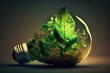 © Nadia - Light bulb with a plant inside. The concept of ecological energy consumption, caring for the environment. ESG. Environmental protection, renewable, sustainable energy sources. Generative AI