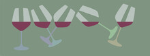Wine Glasses With Red Wine Are Seen In A Graphic Design That Is A Vector Image.