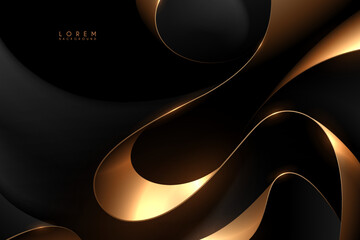Wall Mural - Abstract black and gold shapes background
