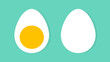 Boiled egg icons. Egg yolk. Vector illustration